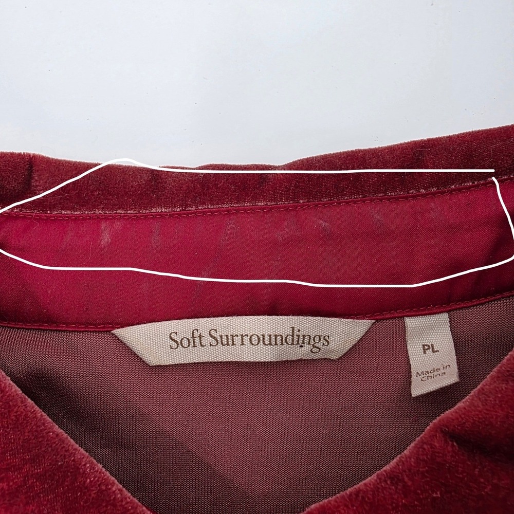 SOFT SURROUNDINGS VELVET BOYFRIEND TUNIC SHIRT WOMENS PETITE LARGE RED BUTTON UP - Picture 14 of 14